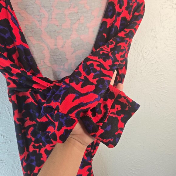 Diane von Furstenberg Julian Wrap Dress Sz 6 Floral Silk Formal Cocktail V Neck - Picture 5 of 13